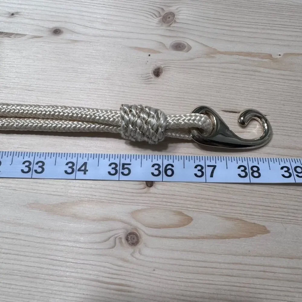 Saks Fifth Avenue Belt Womens Cream Gold Rope Knotted Coquette Feminine
